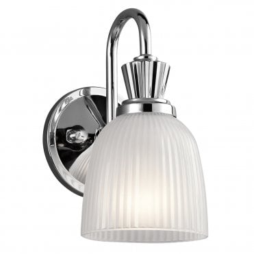 LED Bathroom Wall Light Polished Chrome Ribbed Opal Glass