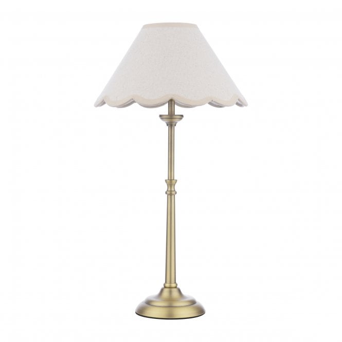 Cordwell Table Lamp - Matt Antique Brass with Linen Coolie Shade