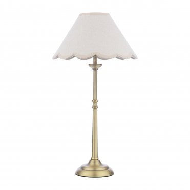 antique brass table lamp with linen coolie shade