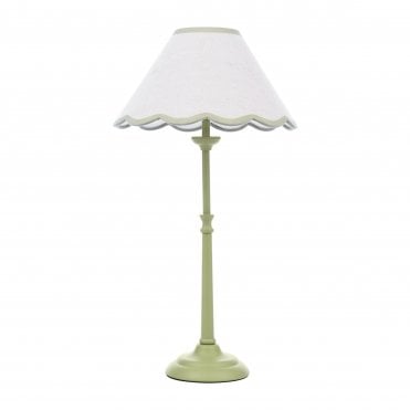 matte green table lamp with linen coolie shade