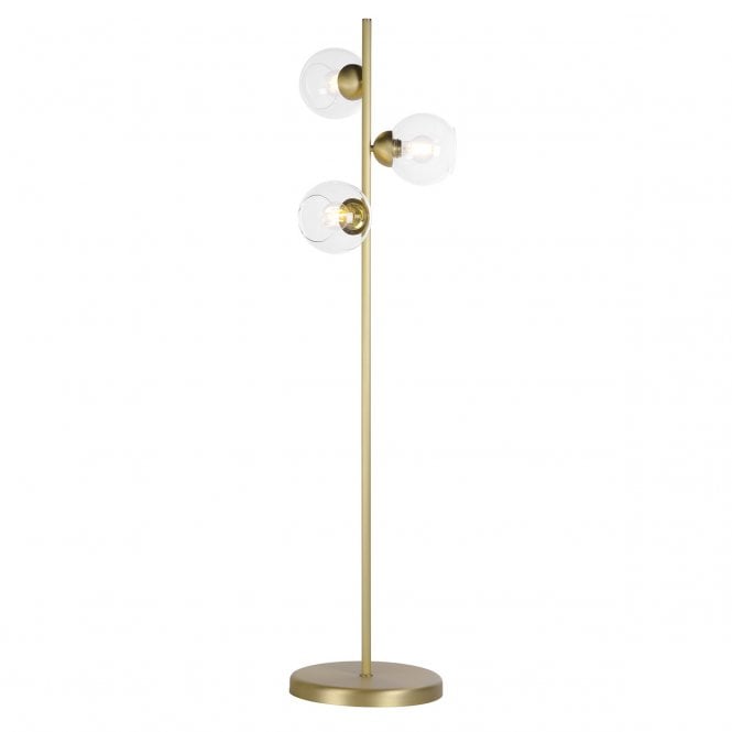 Cosmos 3 Light Floor Lamp Butter Brass and Glass