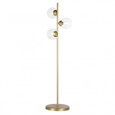 3 Light floor lamp in butter brass and glass