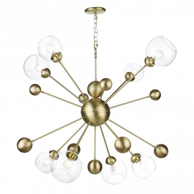 COSMOS 8 light horizontal Ceiling Pendant in butter brass