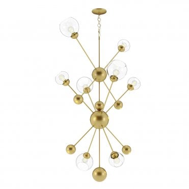 Extra Large 8 Light Ceiling Pendant Butter Brass Sputnik Style