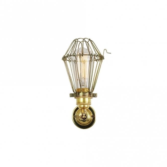 COTONOU - Industrial Cage Wall Light In Polished Brass