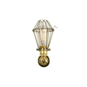 COTONOU - Industrial Cage Wall Light In Polished Brass
