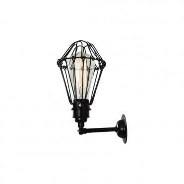 COTONOU - Industrial Cage Wall Light In Powder Coated Black