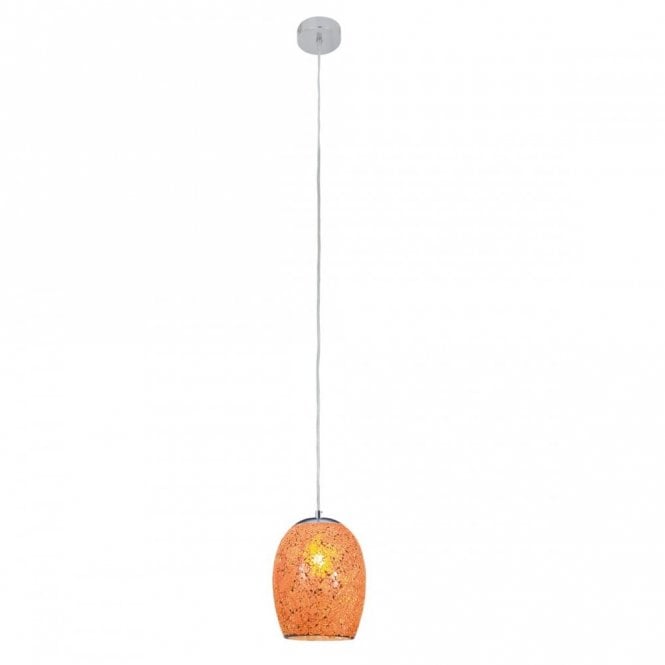 CRACKLE - 1 Light Ceiling Pendant Orange Mosaic Glass and Satin Silver