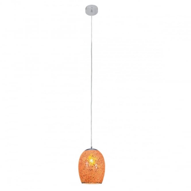 CRACKLE - 1 Light Ceiling Pendant Orange Mosaic Glass and Satin Silver