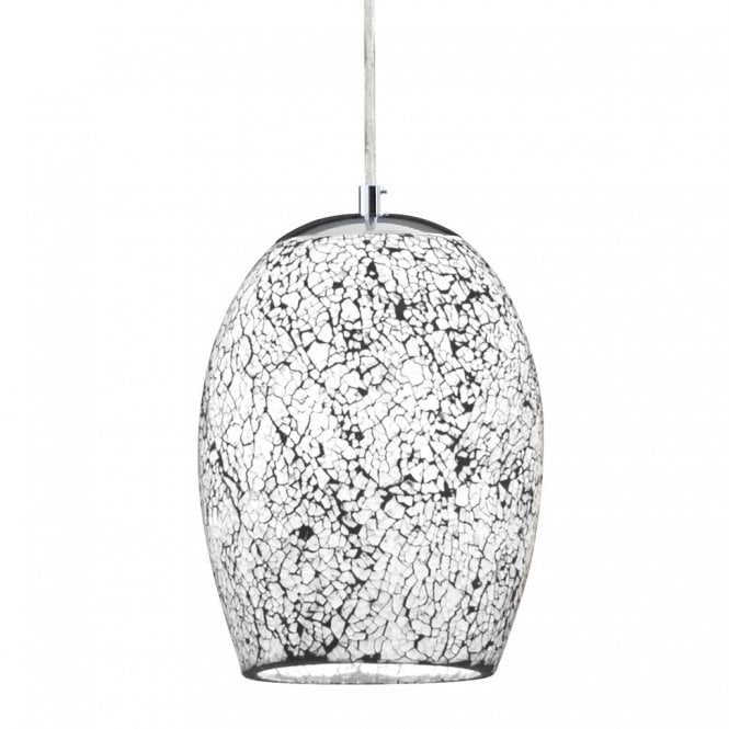 CRACKLE MOSAIC WHITE GLASS PENDANT