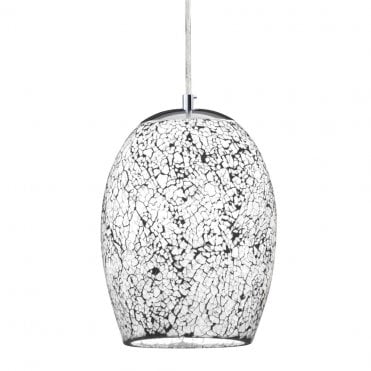 CRACKLE MOSAIC WHITE GLASS PENDANT