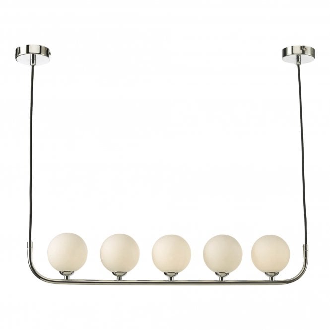 CRADLE 5 Light Bar Pendant Polished Chrome Opal Glass