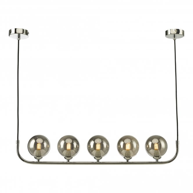CRADLE 5 Light Bar Pendant Polished Chrome Smoked Glass