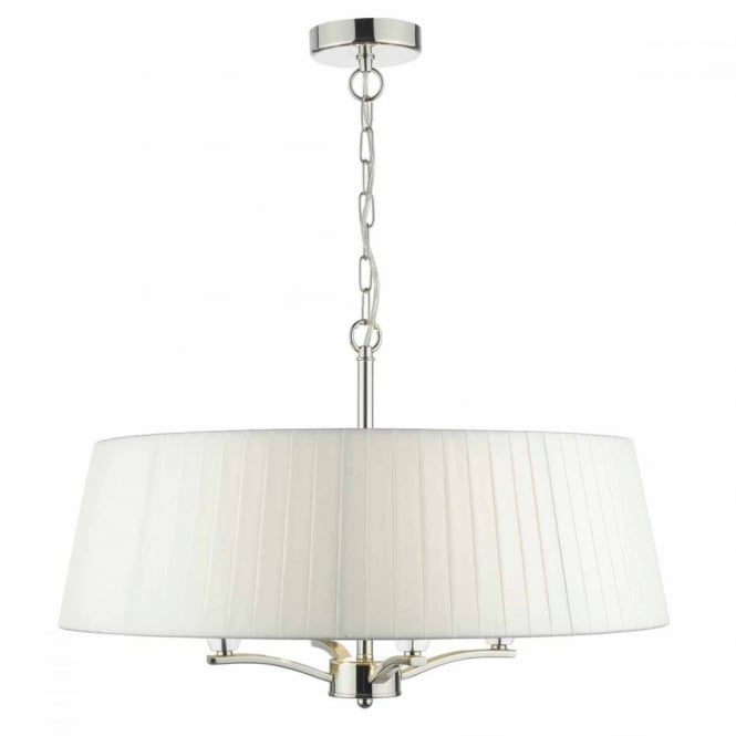 CRISTEN - 4lt Ceiling Pendant in Polished Nickel with Shade