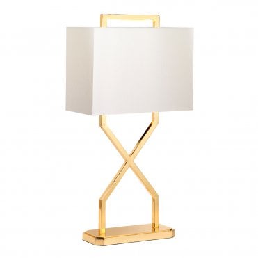 Polished Gold Table Lamp with Ivory Shade