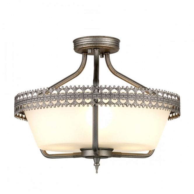 CROWN 3 Light Dual Mount Semi-Flush Ceiling Light or Ceiling Pendant Iron Gate