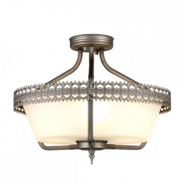 CROWN 3 Light Dual Mount Semi-Flush Ceiling Light or Ceiling Pendant Iron Gate