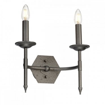 CROWN Medieval Style Double Wall Light in Iron Gate