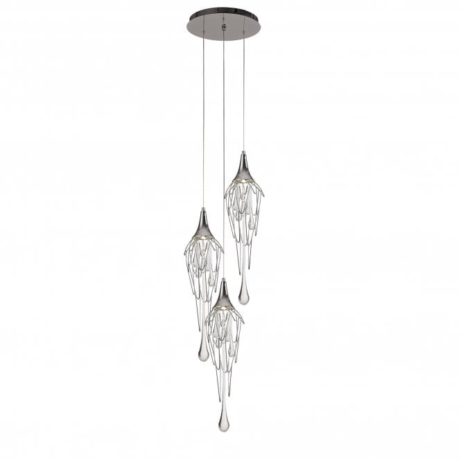 CRYZMELT 3 light Ceiling Pendant cluster Polished Chrome