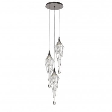 CRYZMELT 3 light Ceiling Pendant cluster Polished Chrome