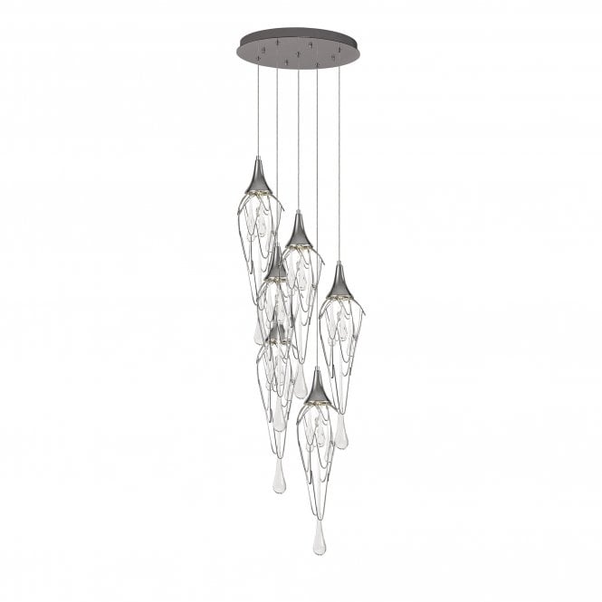 CRYZMELT 5 Light Ceiling Pendant Polished Chrome