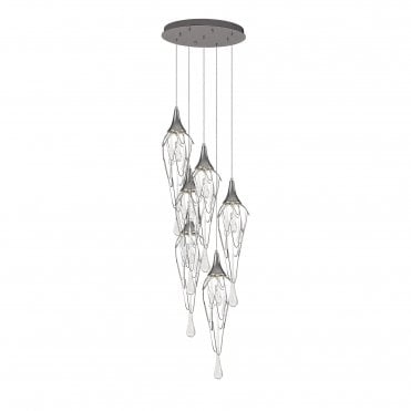 CRYZMELT 5 Light Ceiling Pendant Polished Chrome