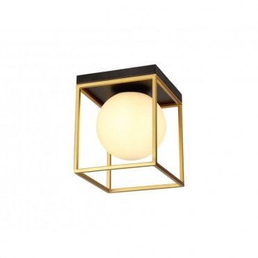 CUBEDECO Semi-Flush Ceiling Light Fitting Matt Black/Painted Gold