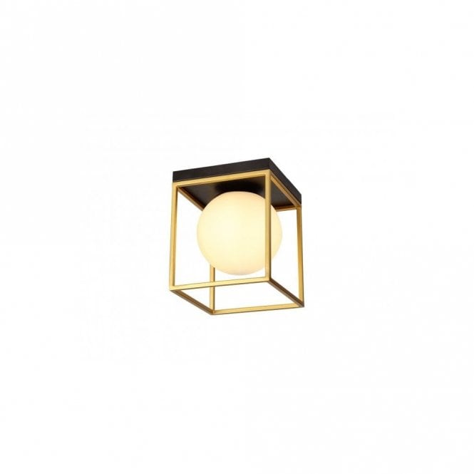 CUBEDECO Semi-Flush Ceiling Light Fitting Matt Black/Painted Gold