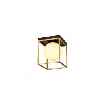 CUBEDECO Semi-Flush Ceiling Light Fitting Matt Black/Painted Gold