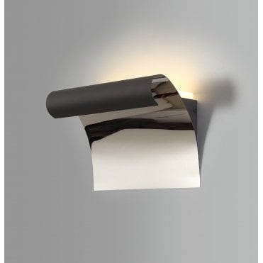 CURL LED Wall Light 3000K 840lm Sand Anthracite/Polished Chrome Curved Design