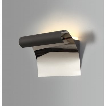 CURL LED Wall Light 3000K 840lm Sand Anthracite/Polished Chrome Curved Design
