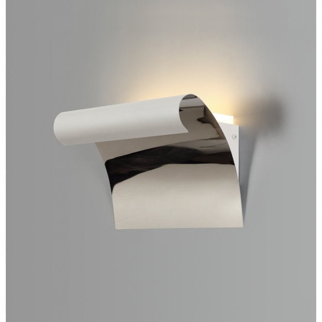 CURL LED Wall Light 3000K 840lm Sand White/Polished Chrome Curved Design