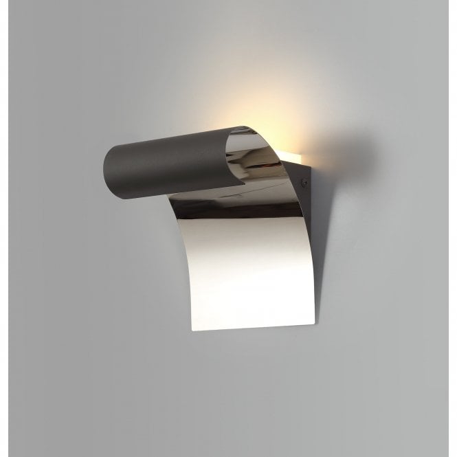 CURL LED Wall Light 3000K Sand Anthracite/Polished Chrome Wave Design