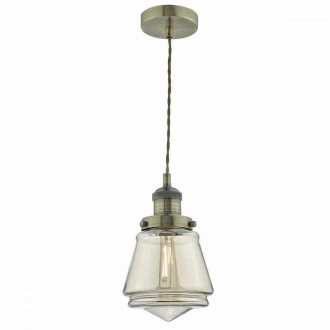 CURTIS - Antique Brass and Champagne Glass Pendant