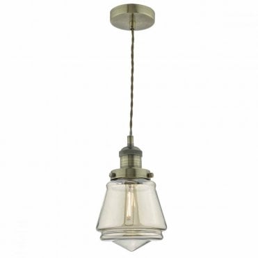 CURTIS - Antique Brass and Champagne Glass Pendant