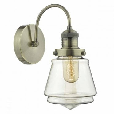CURTIS - Antique Brass and Champagne Wall Light , Switched