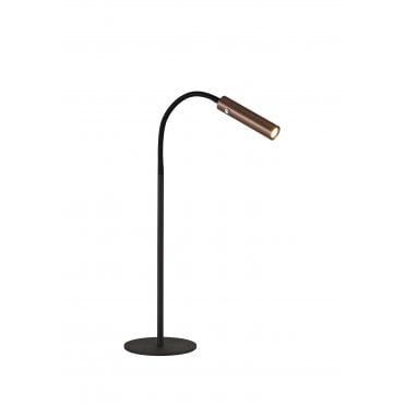 CUSTOM 1 Light Adjustable Switched Table Lamp Black/Satin Copper