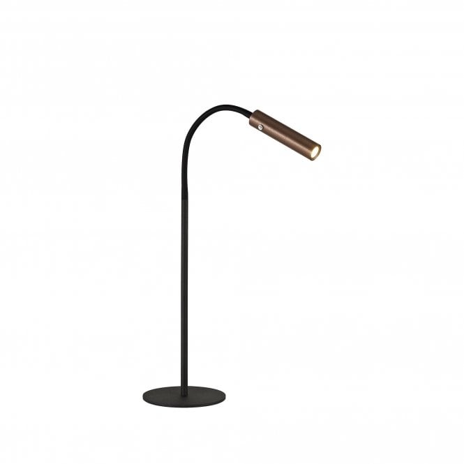 CUSTOM 1 Light Adjustable Switched Table Lamp Black/Satin Copper