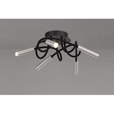 CUSTOM 5 Light Adjustable Arms Dimmable Ceiling Light Black/Aluminium