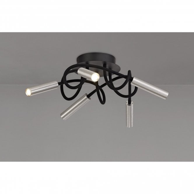 CUSTOM 5 Light Adjustable Arms Dimmable Ceiling Light Black/Aluminium