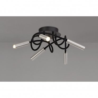 CUSTOM 5 Light Adjustable Arms Dimmable Ceiling Light Black/Aluminium