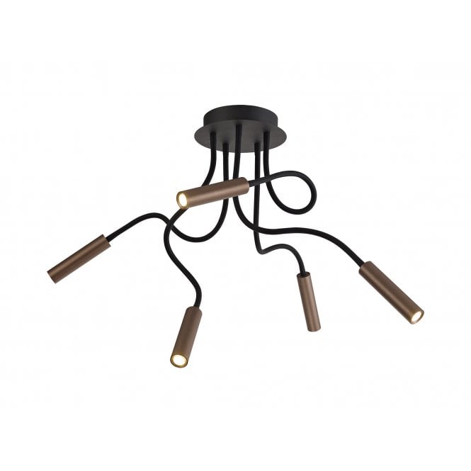 CUSTOM 5 Light Adjustable Arms Dimmable Ceiling Light Black/Satin Copper