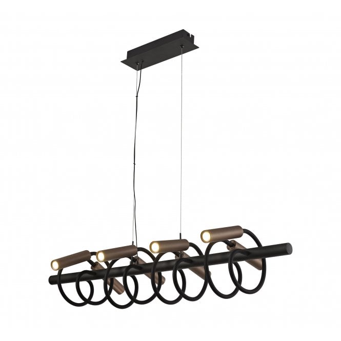 CUSTOM 8 Light Adjustable Arms Ceiling Pendant Black/Satin Copper