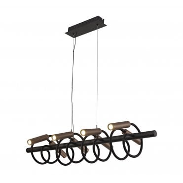 CUSTOM 8 Light Adjustable Arms Ceiling Pendant Black/Satin Copper