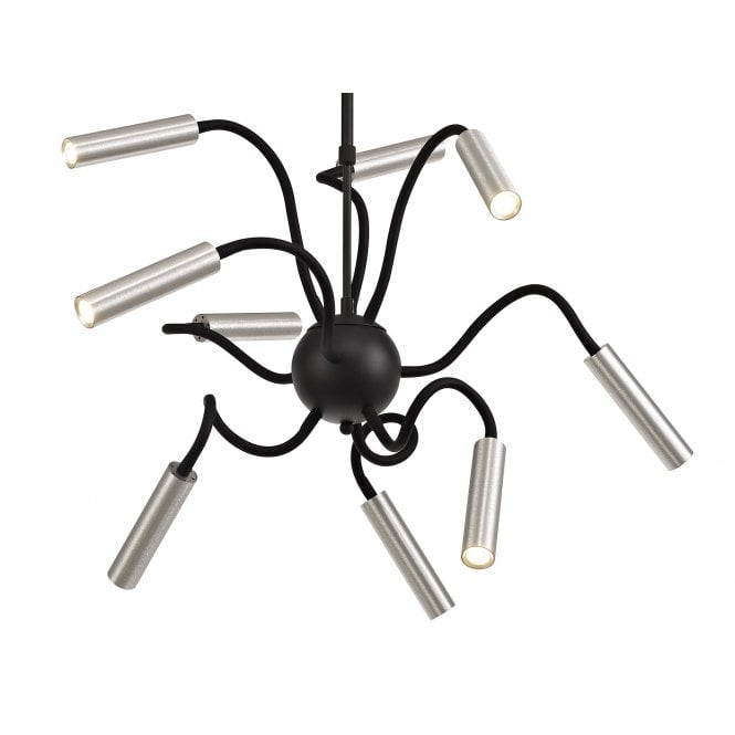 CUSTOM 9 Light Adjustable Arms Ceiling Pendant LED Dimmable Black/Aluminium