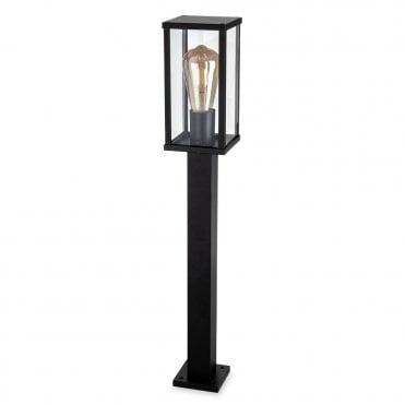 black outdoor post light with box shade