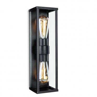 Black boxed two light wall light 