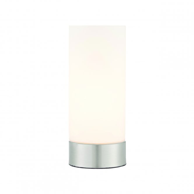 DARA USB Table Lamp Brushed Nickel With Opal Glass Shade
