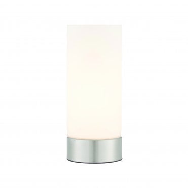USB Table Lamp Brushed Nickel With Opal Glass Shade