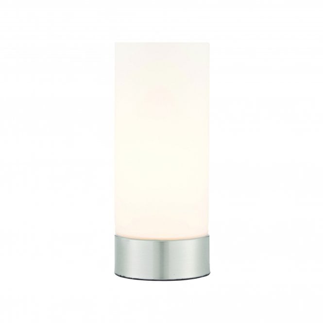 DARA USB Table Lamp Brushed Nickel With Opal Glass Shade